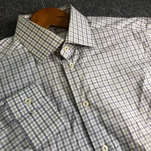 Eton Shirt Men 41 16 Contemporary Fit Blue Check Plaid Cotton Button Long Sleeve - Picture 1 of 12