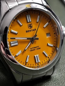 BENYAR BY-5185M Men Automatic Watch 39mm Yellow Oyster Ships From USA - Picture 1 of 10