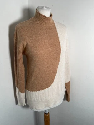 Reiss Clarice  jumper XS VGC high neck ribbed knit top classic camel - Image 1 of 4