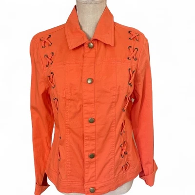 AMI Jacket Women’s Braided Size Large Orange Button Down Casual Coat  - Image 1 of 4