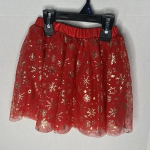 Holiday Time Red And Gold Skirt Girls XS 4/5 L Snowflakes Christmas New With Tag - Picture 1 of 3