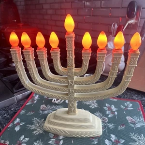 Menorah elettrica Hanukkah vintage 12x13" in plastica - Foto 1 di 6