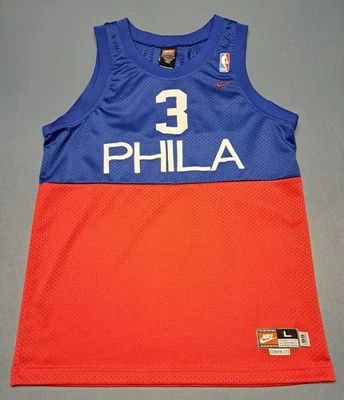 Camiseta Allen Iverson Nike Philadelphia 76ers Vintage Juvenil Grande Sixers Azul Rojo Foto 1 de 4