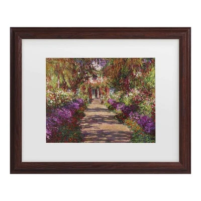 Marco de madera mate blanco 'A Pathway in Monets Garden' de Claude Monet 16x20 Foto 1 de 3