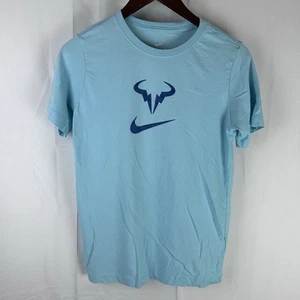 Nike Shirt Boys XL Blue NikeCourt Dri-FIT Rafa Big Kids Tennis T-Shirt Logo - Picture 1 of 12