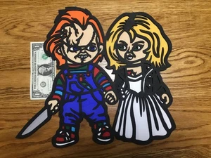 KINDER SPIELFIGUREN, CHUCKY UND BRAUT VON CHUCKY - 3D HOLZKUNST - Bild 1 von 2