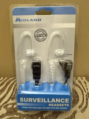 NEW Midland AVPH3 Surveillance Headset FRS GMRS Two-Way Radio Mic Orig Equipment - Image 1 of 2