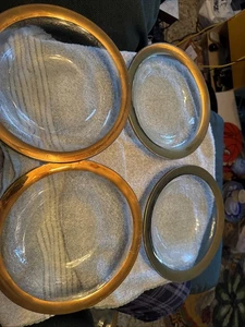 4 ANNIE GLAS Gold Glas Suppenschalen 8 5/8" Goldrand gebraucht - Bild 1 von 8