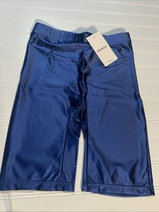 AMORESY Damen Shiny Glossy Sport Short Fitness Yoga Blau M - Bild 1 von 2