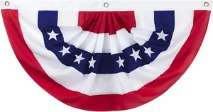 3 X 1.5 Ft American Pleated Fan Flag, USA Patriotic Half Fan Bunting Flag, 4Th o - Picture 1 of 7