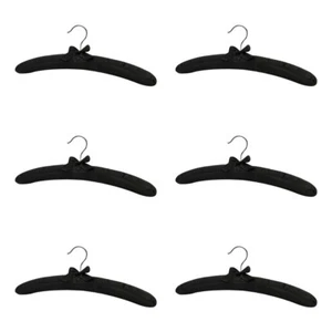 6 Pcs Smooth Satin Padded Hangers Black 15"L For Dress Bridal Cloth Hanging - Picture 1 of 2