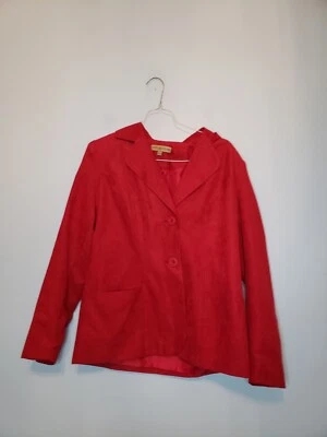 Blazer para mujer Notations S cierre de botones rojo brillante manga larga imitación gamuza Foto 1 de 4