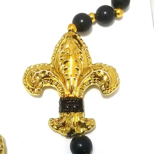 Mardi Gras Bead Fleur De Lis 20" Specialty Necklace New Orleans Carnival Throw - Picture 1 of 5