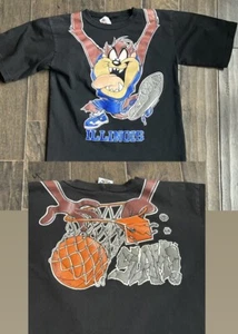 Vintage Looney Tunes Taz Illinois Basketball T-shirt Sz XS 1995 - Picture 1 of 11