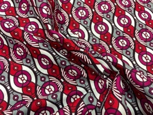 Wax fabric white burgundy grey banjul - Picture 1 of 7