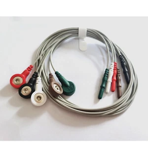 Medizin Universal 5 Leitungen Druckknopf DIN Typ Holter EKG Kabel Leitungen AHA - Bild 1 von 4