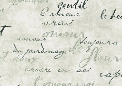 1 Yds   Waverly Fabric Inspiration Script Gray Black Cotton Drapery Upholstery - Image 1 of 2