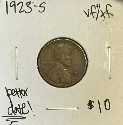 1923 S Lincoln Wheat Cent VF/XF -Better Date Cover
