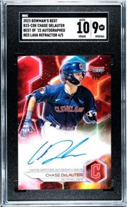 2023 Bowman's Best CHASE DELAUTER rifrattore automatico rosso #/5 SSP SGC 9 nuovo di zecca - Foto 1 di 2
