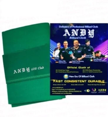 ANDY'S CLOTH Andy's 600 Cloth - Green Cloth - Logo & Non Logo Rail Pool Table Cloth