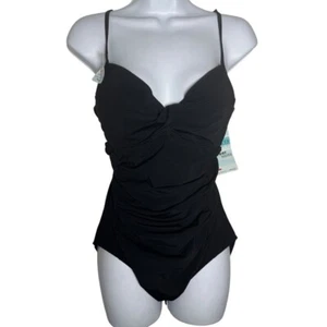 Spanx Love Your Assets Black One Piece SwimSuit Ruched Underwire Push Up size XL - Picture 1 of 9