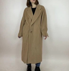 Vintage Max Mara Iconic Camel Long Coat Double Breasted Wool Cashmere Sz US4 - Picture 1 of 23