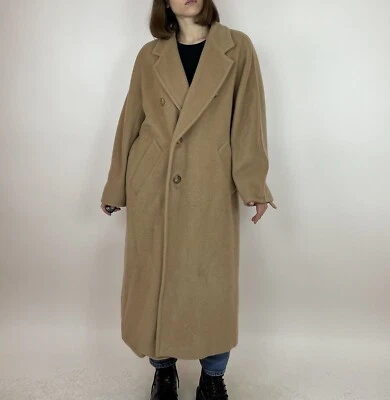 Vintage Max Mara Iconic Camel Long Coat Double Breasted Wool Cashmere Sz US4 - Image 1 of 4