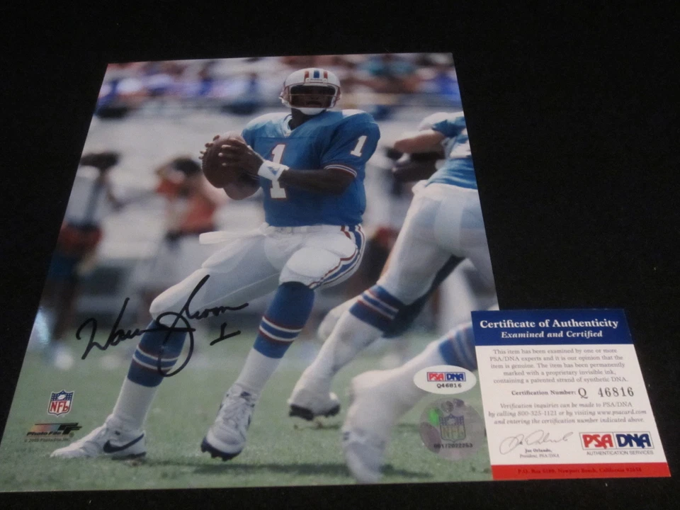 WARREN MOON SIGNED 8X10 PHOTO PSA/DNA HOUSTON OILERS HOF 3 - Image 1 of 1