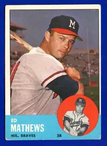 Eddie Mathews Braves 1963 Topps #275 muy bueno sin pliegues - Imagen 1 de 2