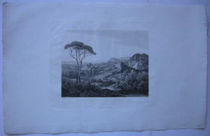 Landschaft in italienischem Stil Orig Kupferstich Hammer nach Kaiser 1830 - Picture 1 of 5