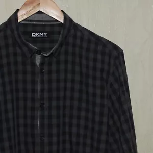 DKNY Donna Karan New York Mens Shirt Gray Size M Cotton - Picture 1 of 6