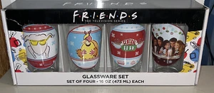 Friends TV Series 4pc Glassware Box Set Collectible 16oz Glass Box Has Tear - Photo 1 sur 3