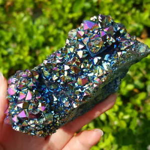 TOP 148G Colorful Angel Aura Titanium Crystal Cluster Geode Healing YS44 - Bild 1 von 12