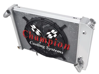 Radiador KR Champion 4 filas con ventilador de 16" para Chevrolet Corvette 1966 67 1968 motor V8 Foto 1 de 4