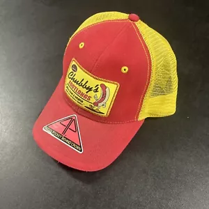 Vintage Chubby’s Footlongs Trucker Hat SnapBack Hidden Pocket Red Yellow Mesh - Picture 1 of 9