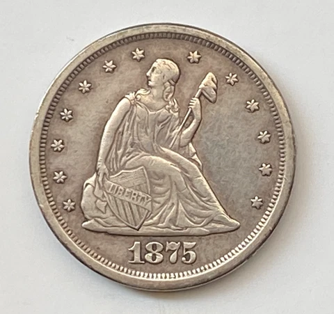 1875 S Liberty Seated Twenty Cents - Free Shipping Cover