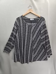 Kim Rogers Curvy gestreifter grauer Pullover Sweater Größe-3X - Bild 1 von 7
