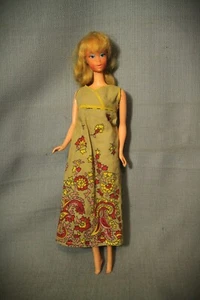1967 Walk Lively Barbie Doll pink yellow red khaki green dress rooted hair - Picture 1 of 6
