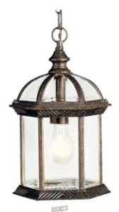 Barrie 1-Light Tannery Bronze Outdoor Pendant Light with Clear Beveled Glass Pan - Picture 1 of 2