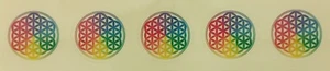 Rainbow Flower of Life 2-Sided 3cm Sheet of 5 Stickers Clear Background - Picture 1 of 3
