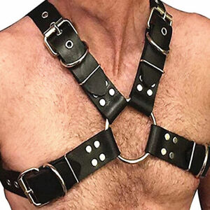 Black Leather Bondage Male Costume Men Body Chest Harness Strap Belts  R1