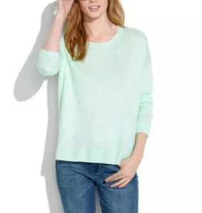 Madewell Studio Linen Sweater Womens Size L Blue Pullover Long Sleeves Crewneck - Picture 1 of 10