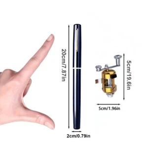 Portable Mini Retractable Pocket Fish Pen Aluminum Alloy Fishing Rod Pole + Reel - Picture 1 of 7