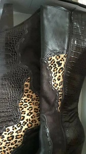 boots sz 8.5 Very Volatile Leopard Print Knee High  leather sz 8.5  boots shoes - Picture 1 of 7