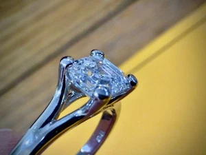 Solitaire Diamond Ring - Emerald Cut, Rare Clarity and Colour - Picture 1 of 19