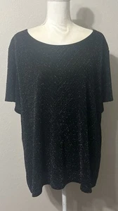 Calvin Klein Black with Silver Metallic Pullover Blouse Plus Size 3X (22/24) - Picture 1 of 12