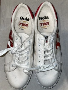 Tenis Gola Talla 10 TWA Hotel Mark Cox Retro Blanco Rojo Zapatos Lona Nuevo en Caja - Imagen 1 de 7