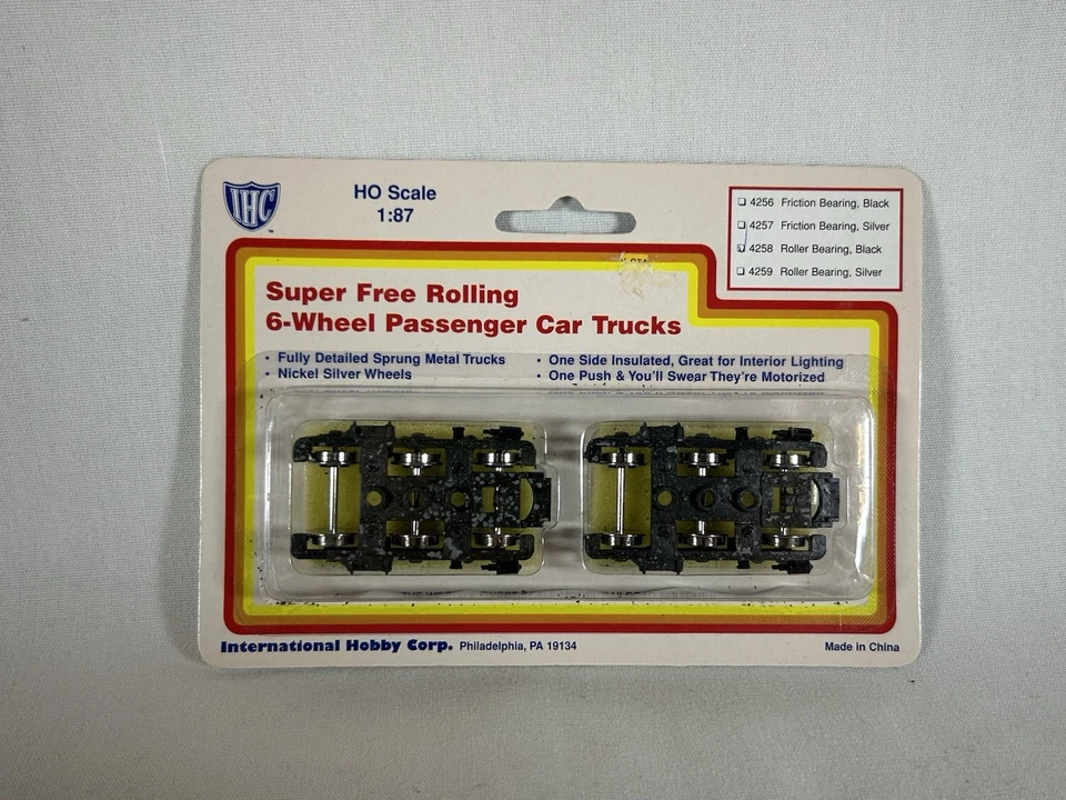 HO IHC Super Free Rolling 6 Wheel Passenger Car Trucks 4258 - Image 1 of 1