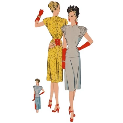 Vintage 1940s Sewing Pattern, Dress with Peplum - Bust: 36” (91.5cm) - Image 1 of 2
