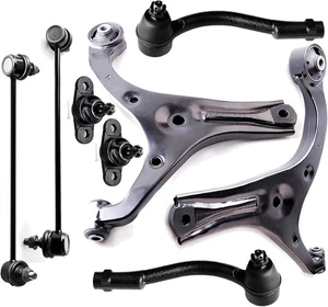 8pc Front Lower Control Arms + Sway Bars + Tie Rods for 2006-2011 Hyundai Accent - Picture 1 of 9